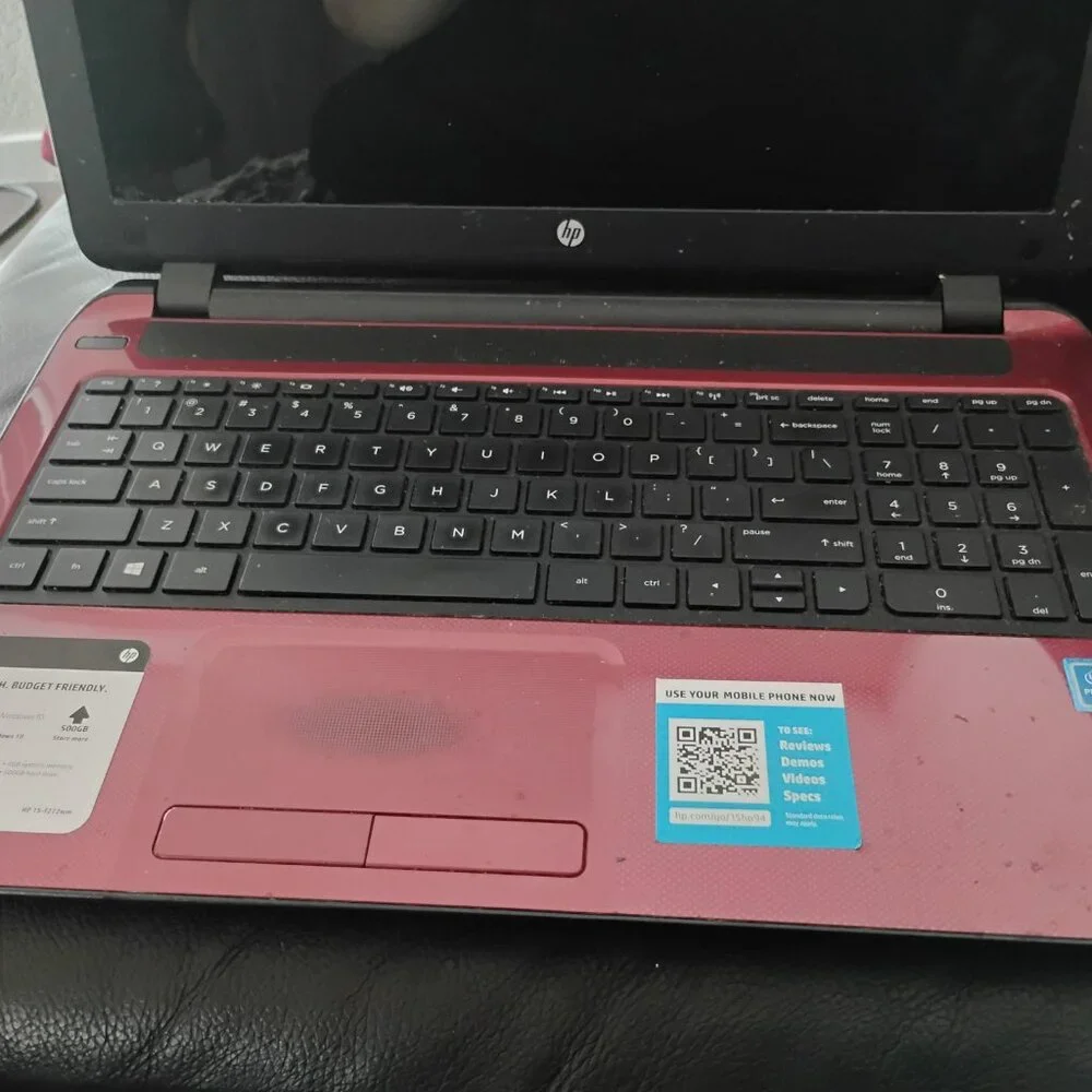 HP Portable Red laptop.